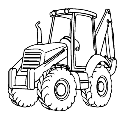 Backhoe Colouring Page (Toddler, Bold & Easy)