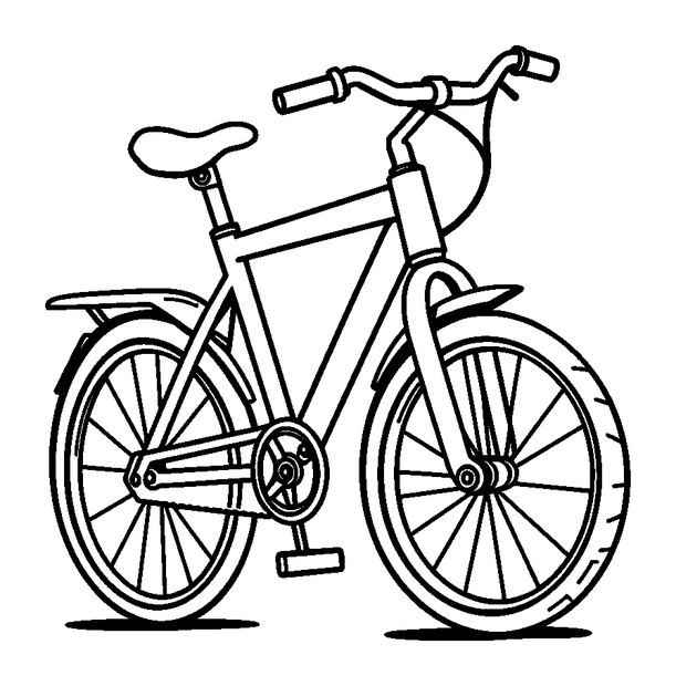 Bicycle colouring page — free printable for toddlers