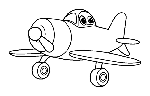 Biplane colouring page — free printable for toddlers