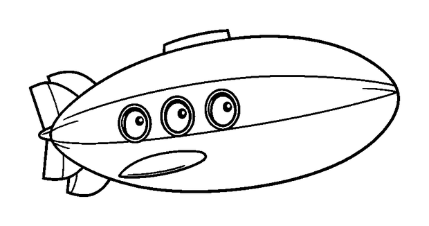 Blimp colouring page — free printable for kids