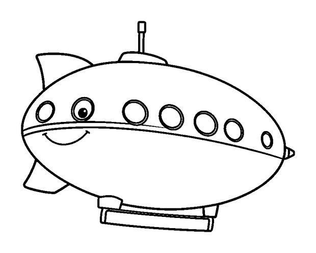 Blimp colouring page — free printable for toddlers