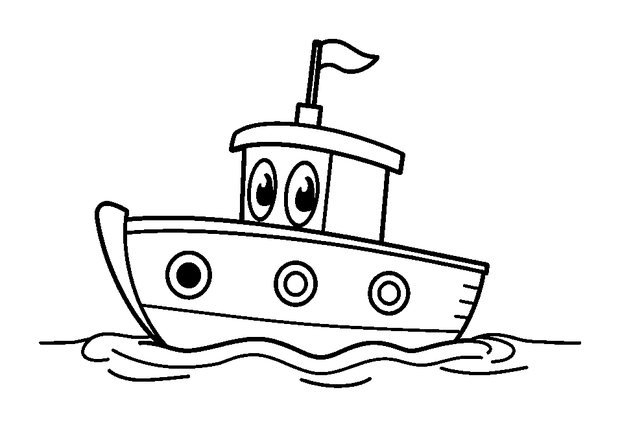 Boat colouring page — free printable for kids