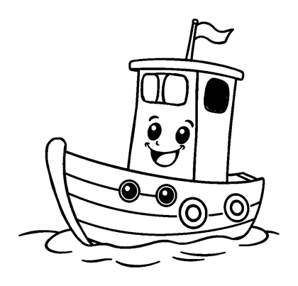 Boat Colouring Page (Kids, Standard)