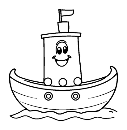 Boat Colouring Page (Toddler, Bold & Easy)