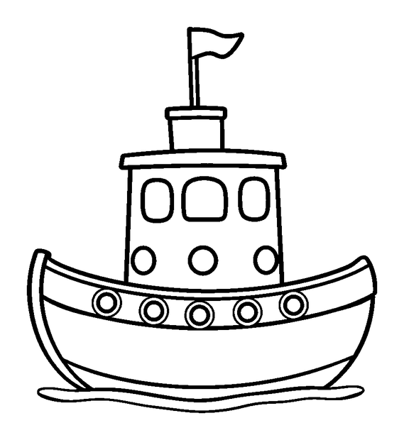 Boat colouring page — free printable for toddlers