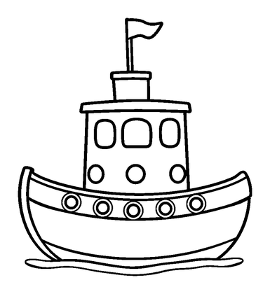 Boat Colouring Page (Toddler, Bold & Easy)