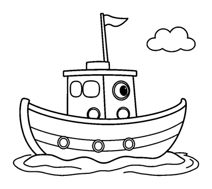 Boat Colouring Page (Toddler, Standard)