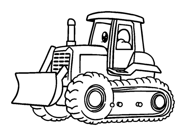 Bulldozer colouring page — free printable for kids