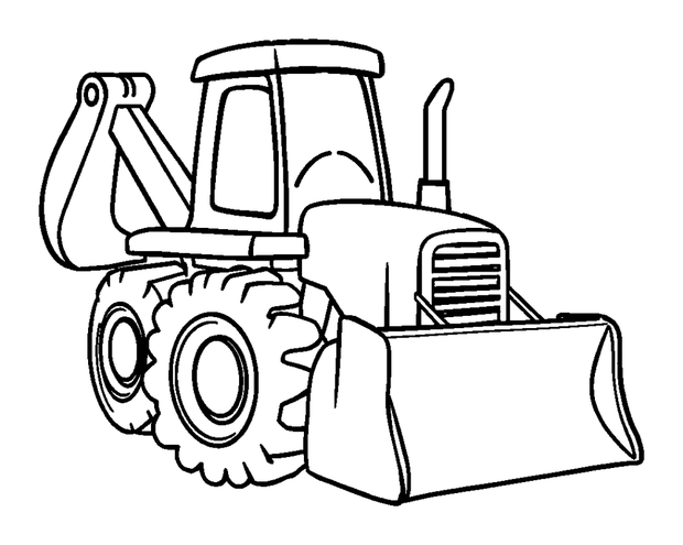 Bulldozer colouring page — free printable for kids