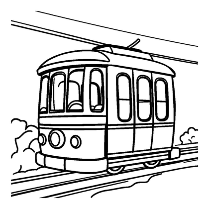 Cable Car Colouring Page (Kids, Bold & Easy)