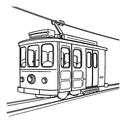 Cable Car Colouring Page (Kids, Bold & Easy)