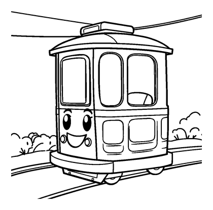 Cable Car Colouring Page (Kids, Standard)