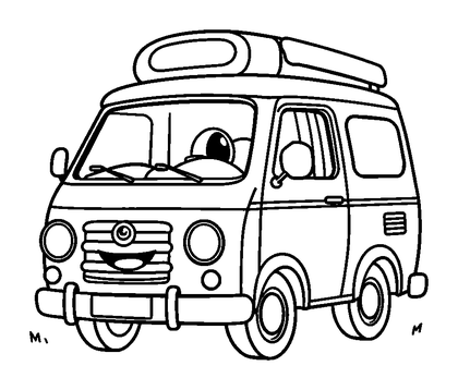 Camper Van Colouring Page (Kids, Bold & Easy)