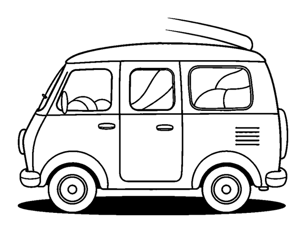 Camper Van colouring page — free printable for kids