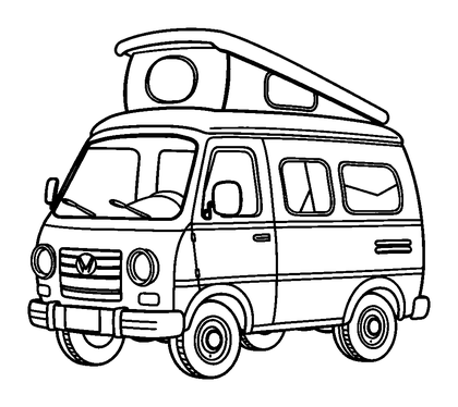 Camper Van Colouring Page (Kids, Standard)