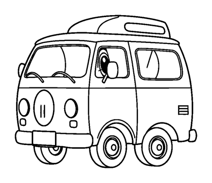 Camper Van Colouring Page (Toddler, Bold & Easy)