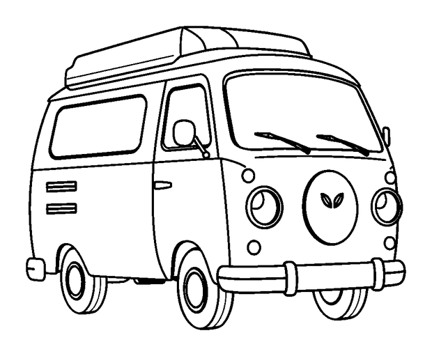 Camper Van colouring page — free printable for toddlers