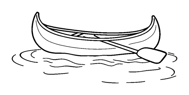 Canoe colouring page — free printable for kids