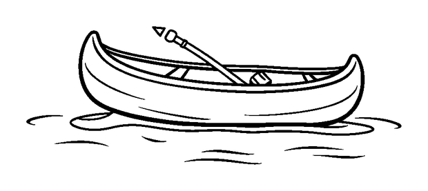 Canoe colouring page — free printable for kids