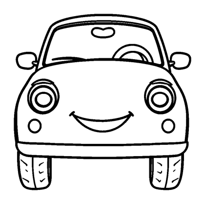 Car Colouring Page (Toddler, Bold & Easy)