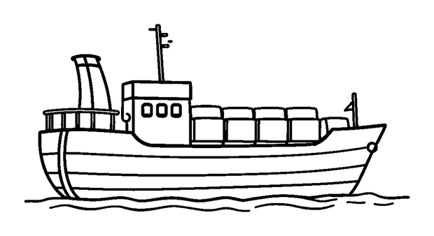 Cargo Ship colouring page — free printable for kids