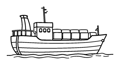 Cargo Ship Colouring Page (Kids, Standard)