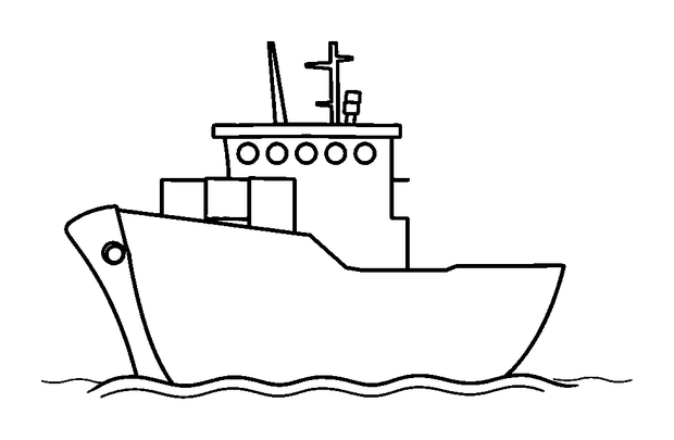 Cargo Ship colouring page — free printable for toddlers