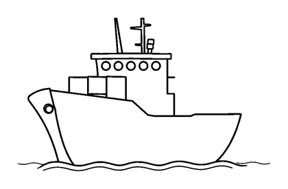 Cargo Ship Colouring Page (Toddler, Bold & Easy)