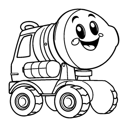 Cement Mixer Colouring Page (Kids, Bold & Easy)