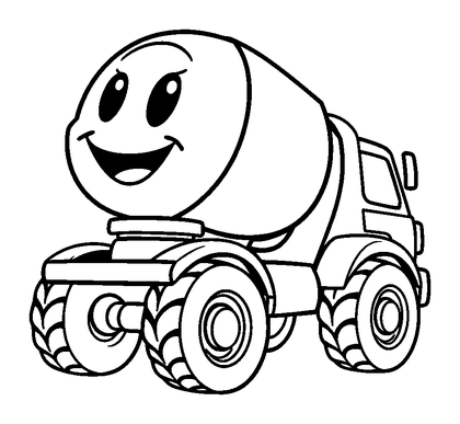 Cement Mixer Colouring Page (Toddler, Bold & Easy)
