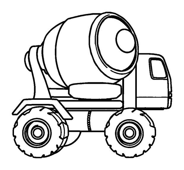 Cement Mixer colouring page — free printable for toddlers