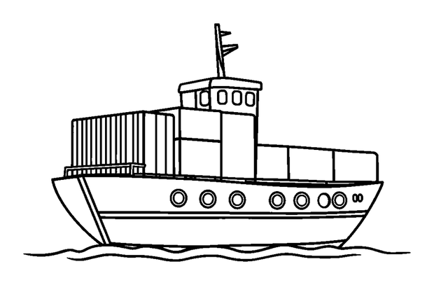 Container Ship colouring page — free printable for kids