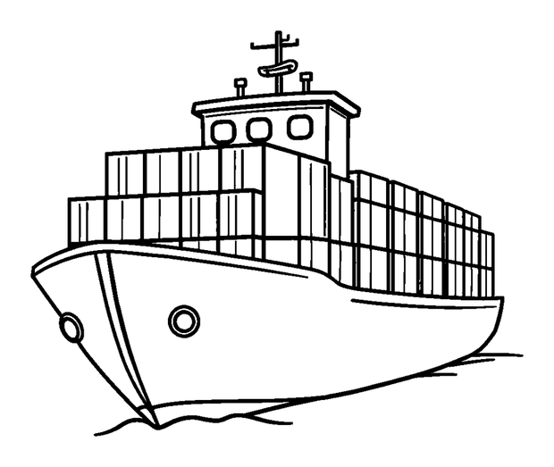 Container Ship colouring page — free printable for toddlers