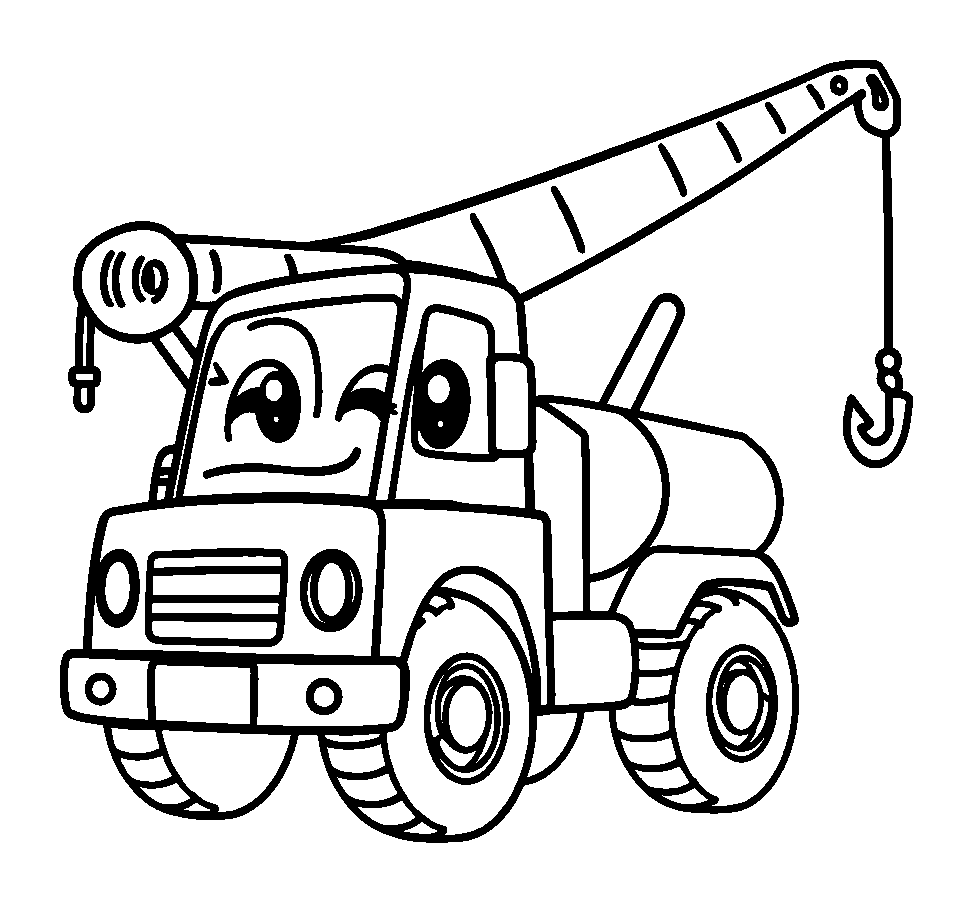 Crane Truck colouring page — free printable for kids