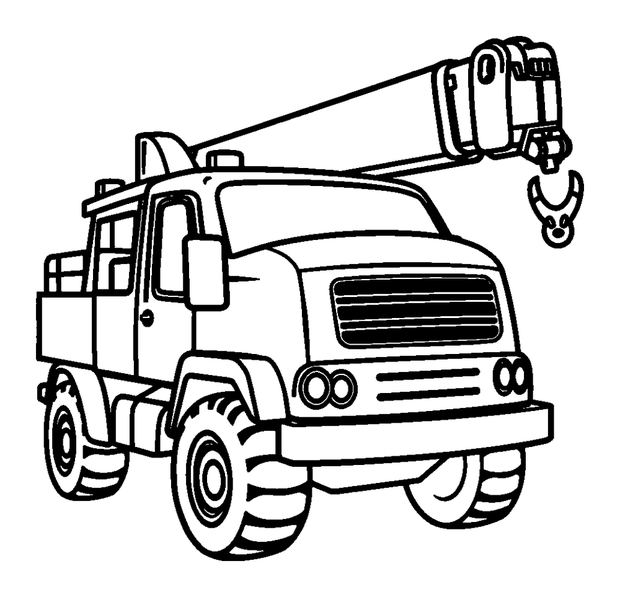 Crane Truck colouring page — free printable for kids