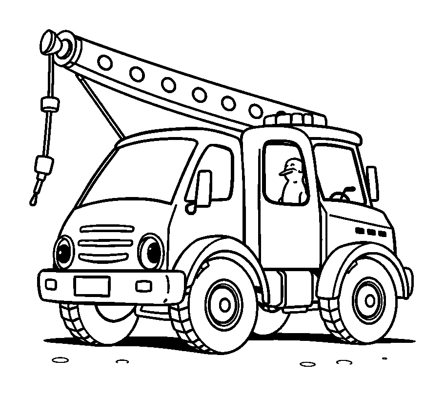 Crane Truck colouring page — free printable for kids