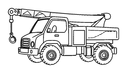 Crane Truck Colouring Page (Kids, Standard)