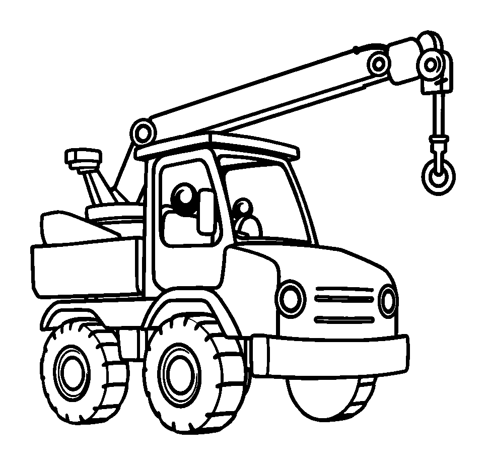 Crane Truck colouring page — free printable for toddlers