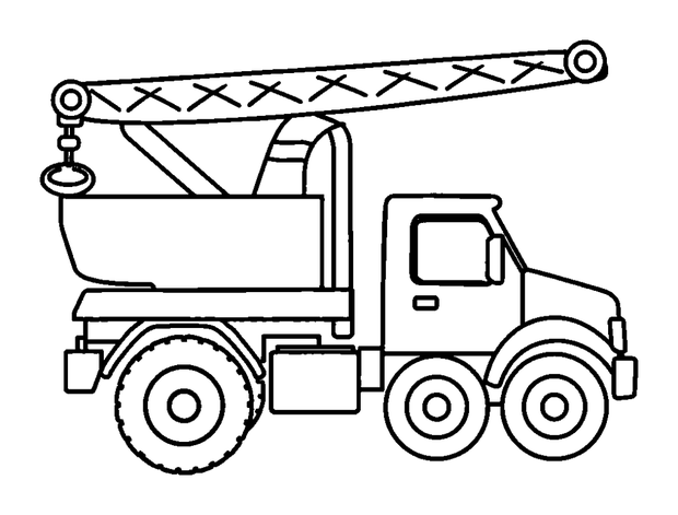Crane Truck colouring page — free printable for toddlers