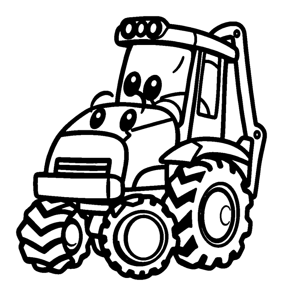 Digger colouring page — free printable for kids