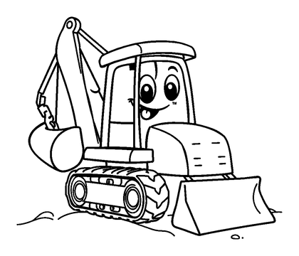 Digger Colouring Page (Kids, Standard)
