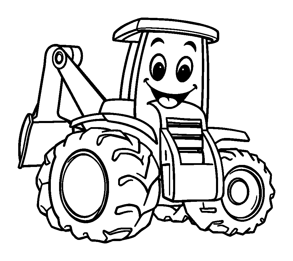 Digger colouring page — free printable for toddlers