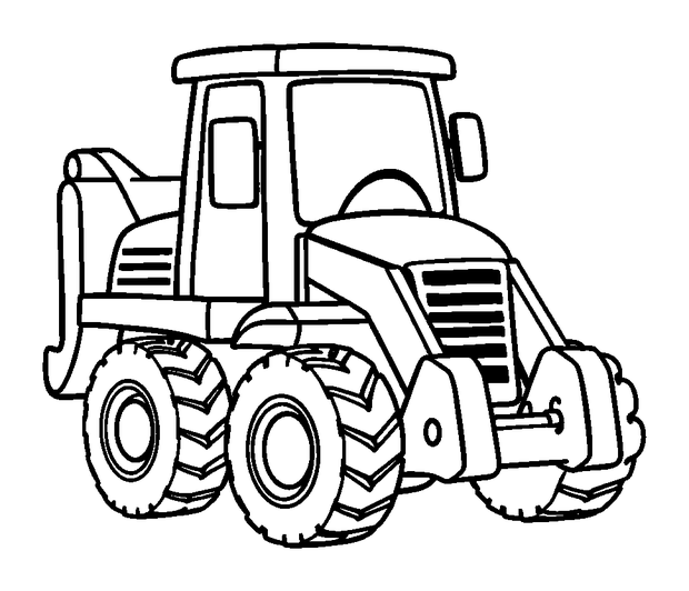 Digger colouring page — free printable for toddlers
