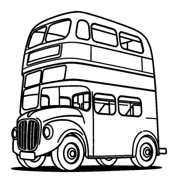 Double Decker Bus colouring page — free printable for kids