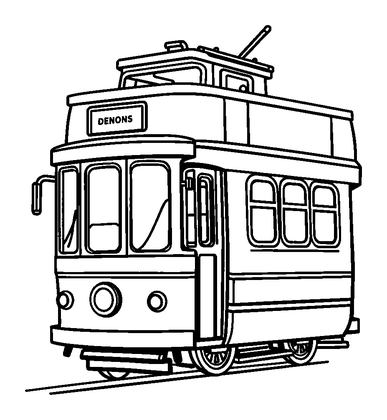 Double Decker Tram Colouring Page (Kids, Bold & Easy)