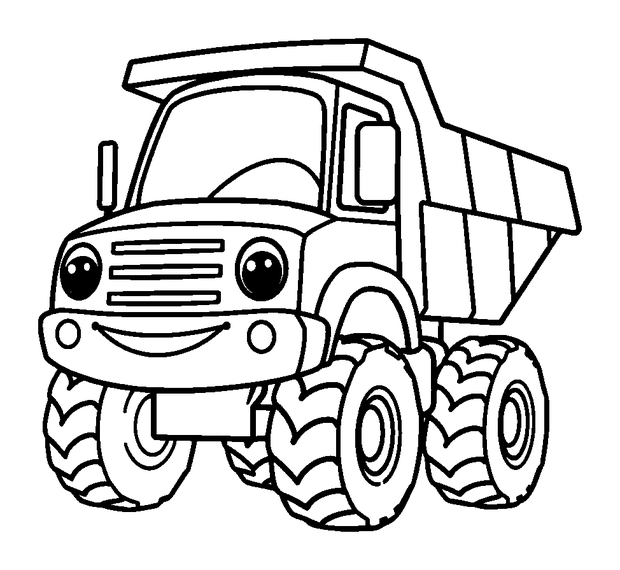 Dump Truck colouring page — free printable for kids