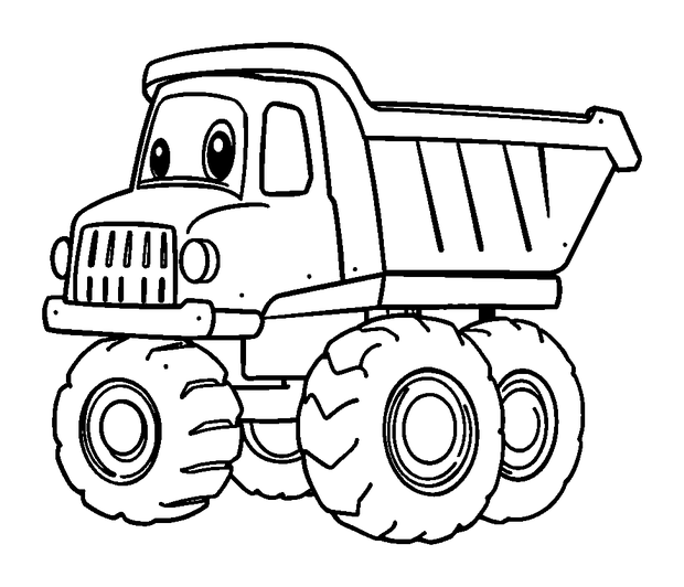 Dump Truck colouring page — free printable for kids