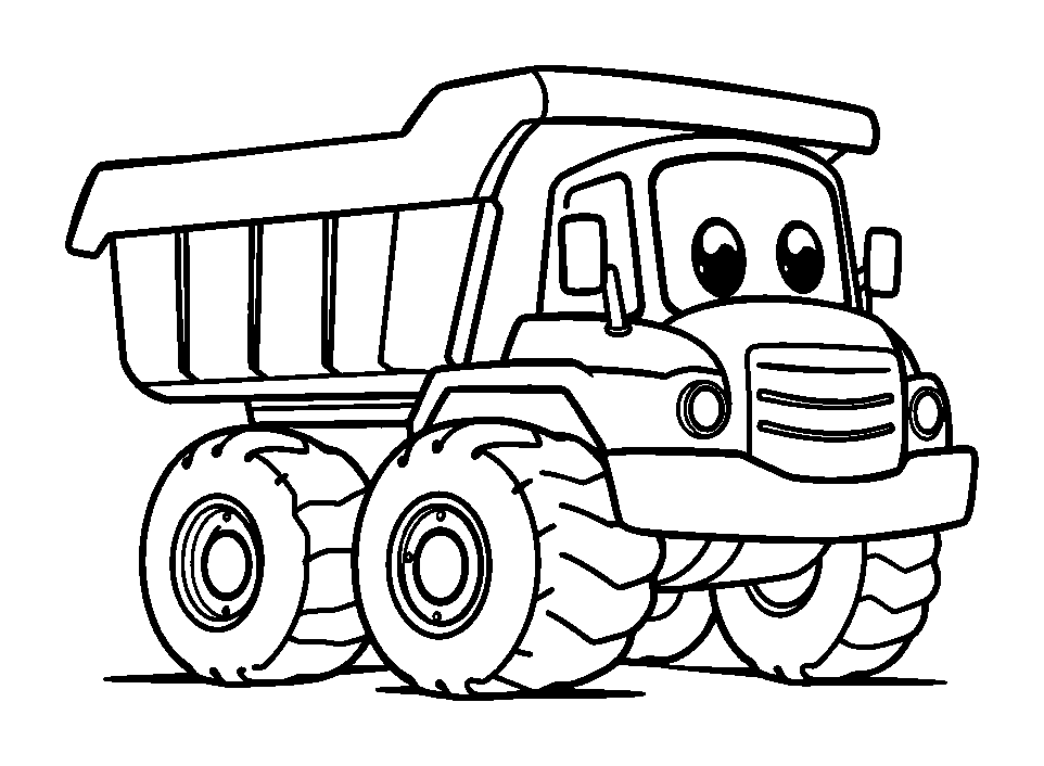 Dump Truck colouring page — free printable for toddlers