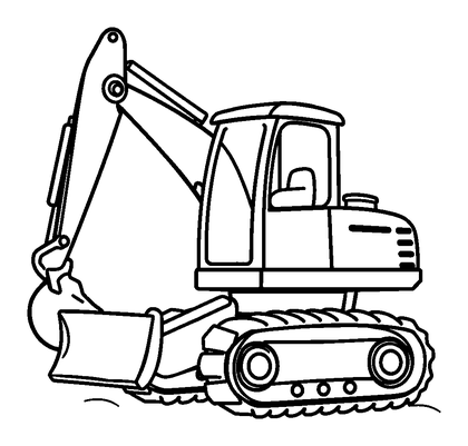 Excavator Colouring Page (Kids, Bold & Easy)