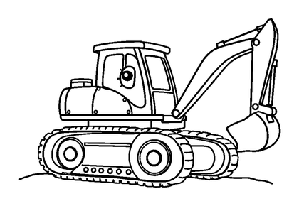 Excavator Colouring Page (Toddler, Bold & Easy)